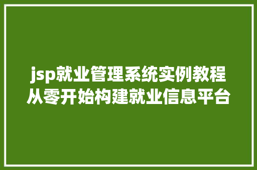 jsp就业管理系统实例教程从零开始构建就业信息平台
