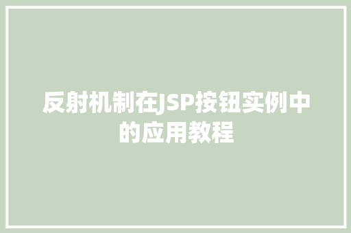 反射机制在JSP按钮实例中的应用教程