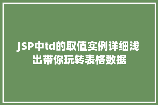 JSP中td的取值实例详细浅出带你玩转表格数据